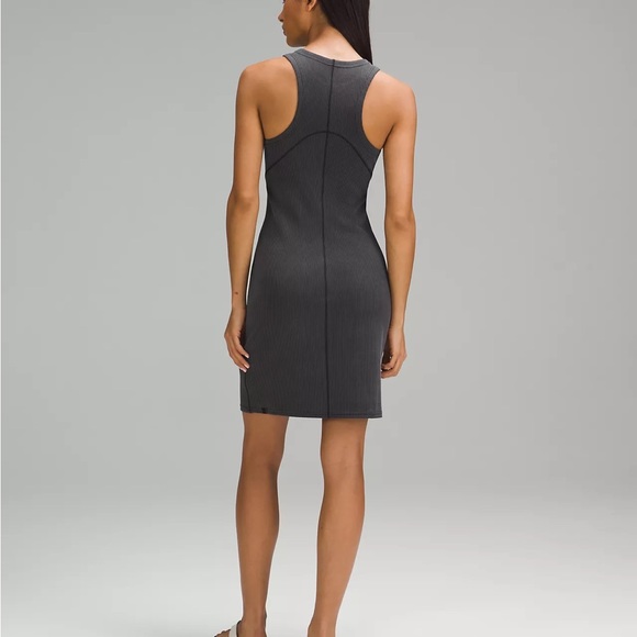 Lululemon athletica Ribbed Softstreme Slim-Fit Tank Dress color black - Picture 2 of 7